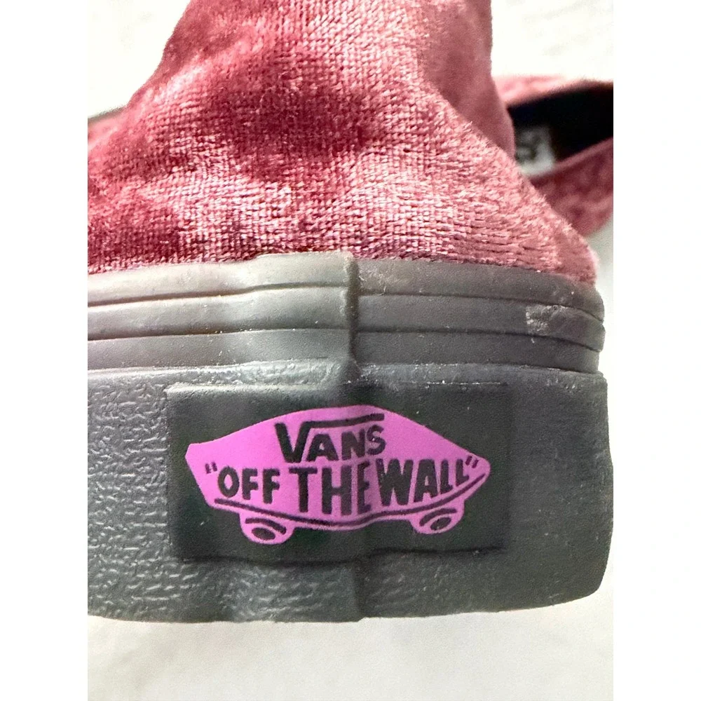 Vans Authentic Crushed Velvet Burgundy Black Sneakers Low Top Unisex Sneakers